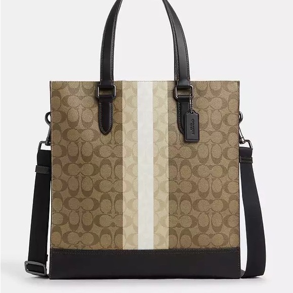 NWT！COACH GRAHAM STRUCTURED TOTE IN BLOCKED SIGNATURE CANVAS （COACH CQ037） - Picture 4 of 9